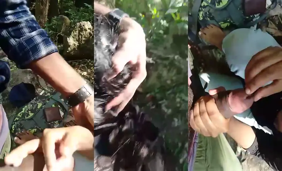 කැලේ ඉඳන් මෙකි මගේ පයිය කනවා | sri lankan outdoor sex| sri lankan leak